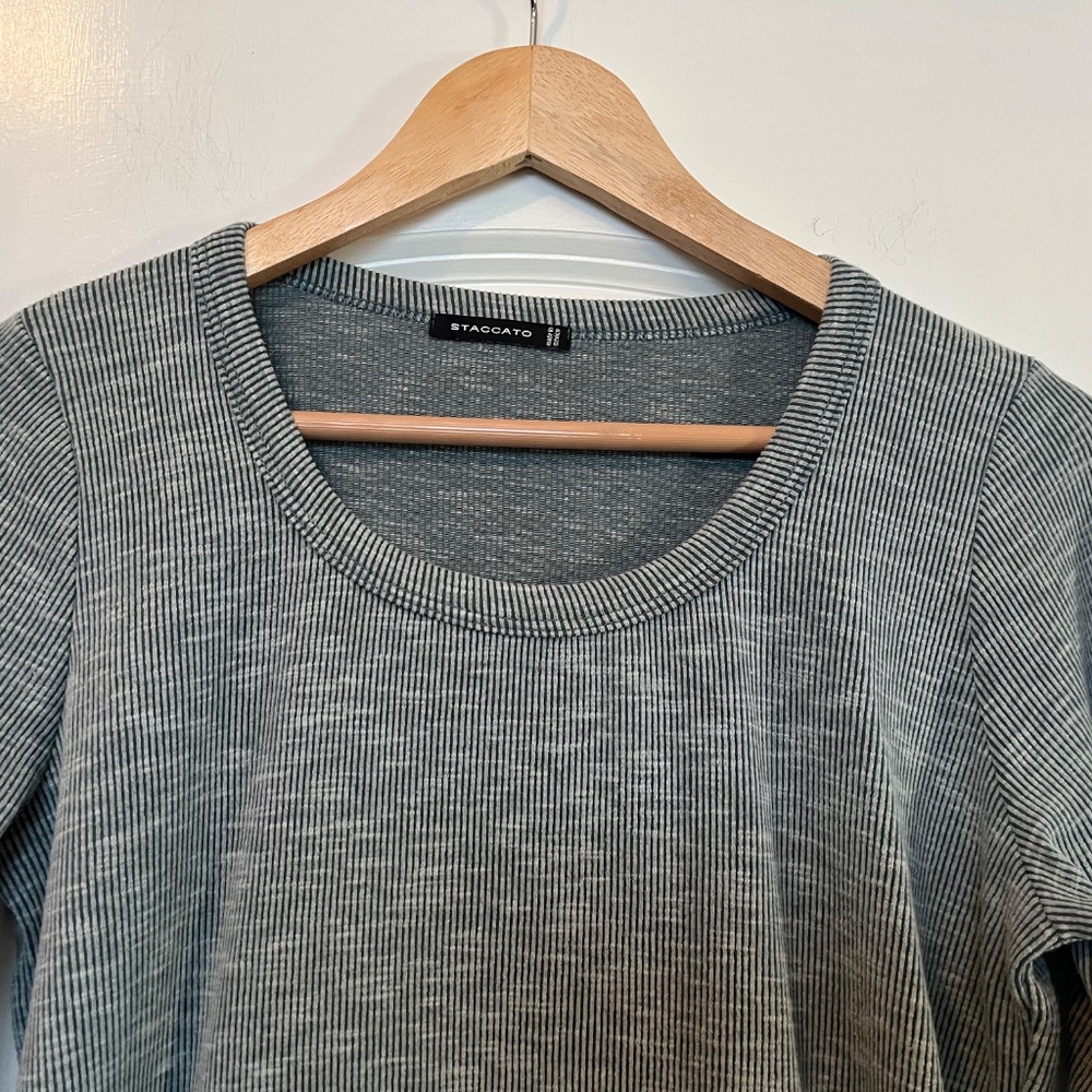 Staccato Ribbed Scoop Neck Long Sleeve Knit Top - Green - Petite Small - Picture 7 of 11